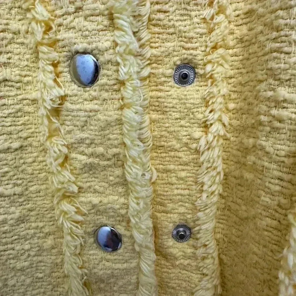 Zara Oversized Textured Knit  Jacket Shacket Yellow Women's Size XS - Picture 9 of 14